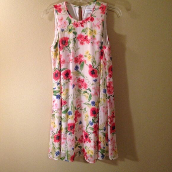 Calvin Klein Floral Trapeze Dress Size 4 - Picture 4 of 9